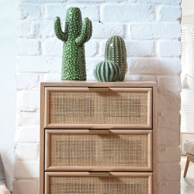 CaliCosy Ladekast met 5 lades en natuurlijke rotan voorkant l36,5 x h100,5 cm miya 2930095 large