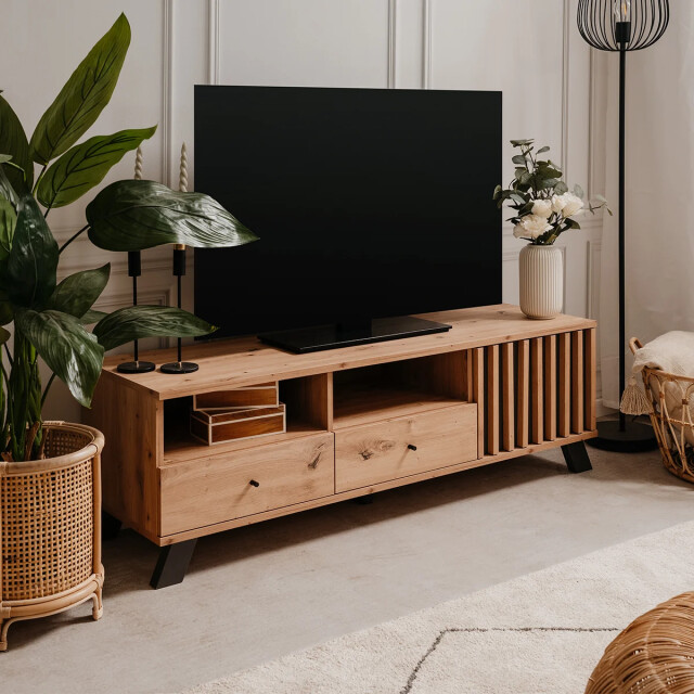 CaliCosy Tv-meubel 1 deur, 2 laden en 2 vakken in eikenhouten decor l138 cm lublin 2930696 large