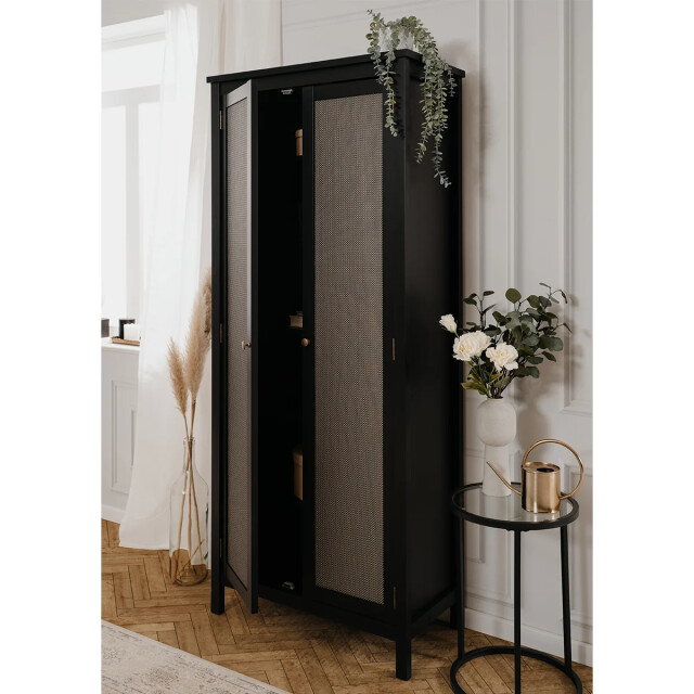 CaliCosy Kast 2 deuren zwart en metaal effect h187 cm krakow 2930156 large