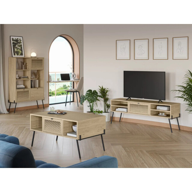CaliCosy Salontafel 1 deur 3 nissen en metalen poten l100 cm evan 2930294 large