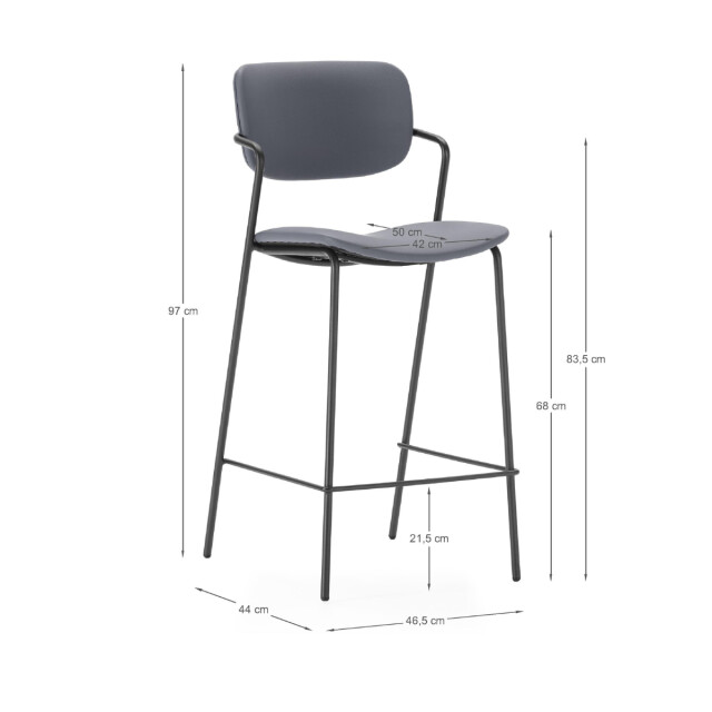 CaliCosy Set van 2 krukken met zwarte metalen poten h66 cm maika 3079154 large