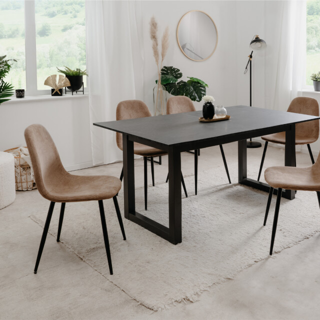 CaliCosy Set van 4 stoelen van ribfluweel met zwart metalen frame l43 cm anya 3011529 large
