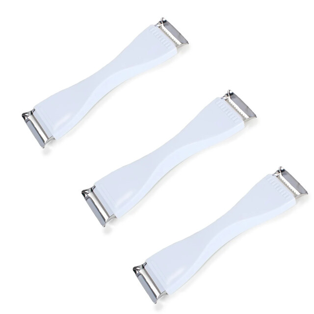 CaliCosy Set van 3 witte roestvrijstalen 2-in-1 dunschillers 2928836 large