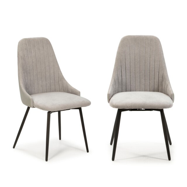 CaliCosy Set van 2 draaibare stoelen in stof met zwarte metalen poten l50 cm elma 3078769 large