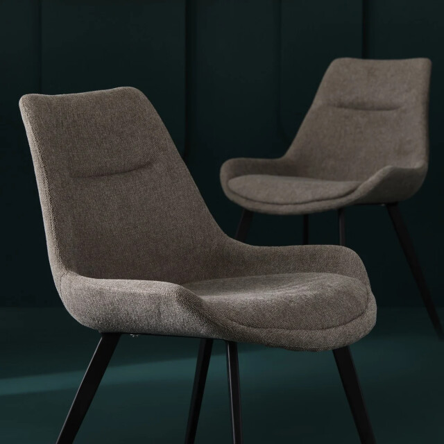 Signature Set van 2 stoelen in taupekleurige stof l62 cm colombe 3061009 large