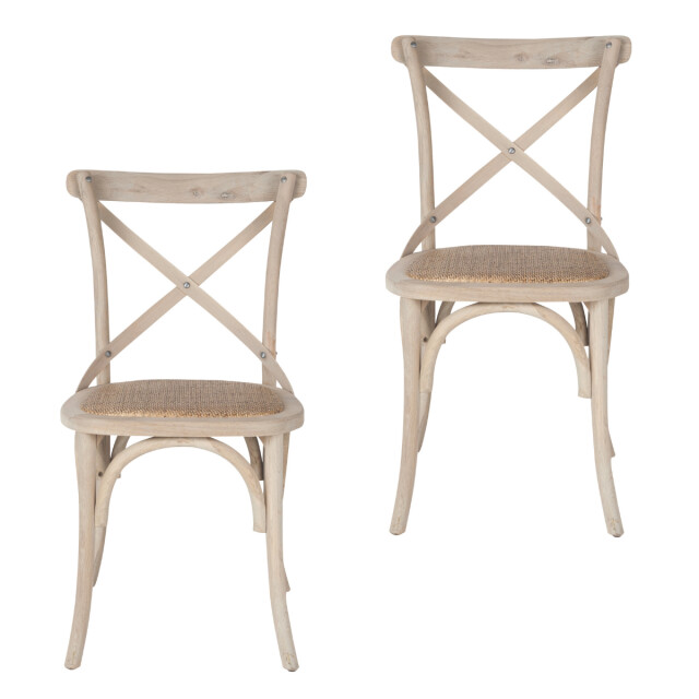 CaliCosy Set van 2 stoelen van massief hout en webbing l61 cm bistrot 3018349 large