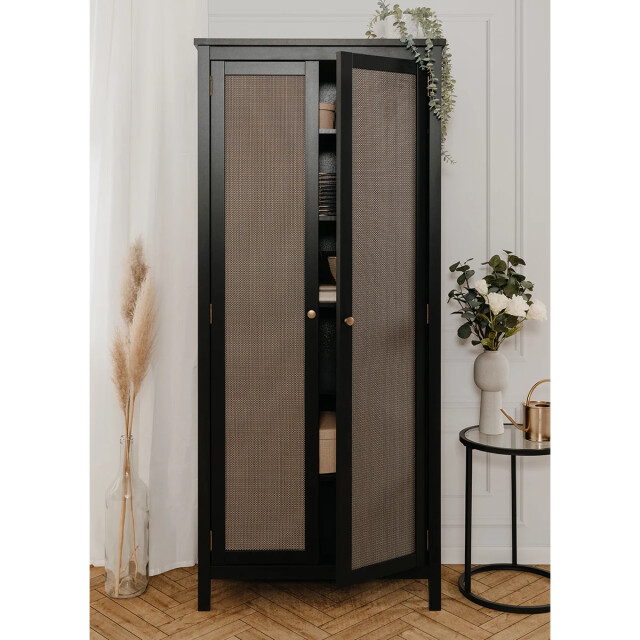 CaliCosy Kast 2 deuren zwart en metaal effect h187 cm krakow 2930156 large