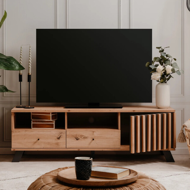 CaliCosy Tv-meubel 1 deur, 2 laden en 2 vakken in eikenhouten decor l138 cm lublin 2930696 large