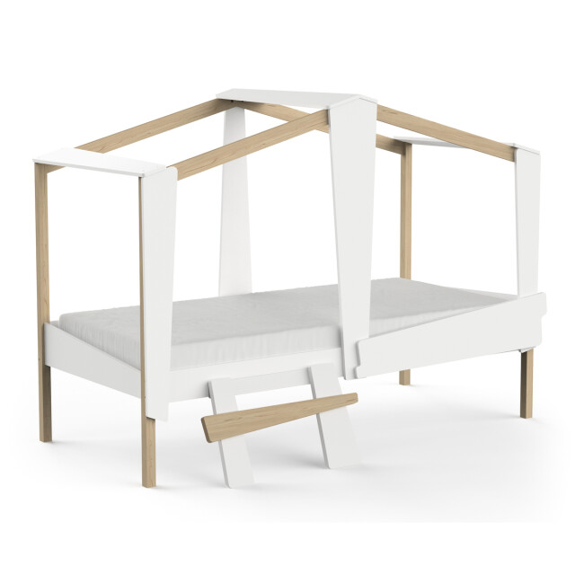 CaliCosy Lit cabane 90x200 avec tiroir blanc et décor chêne cabane 3042529 large