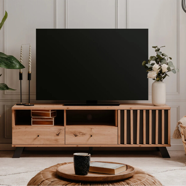 CaliCosy Tv-meubel 1 deur, 2 laden en 2 vakken in eikenhouten decor l138 cm lublin 2930696 large