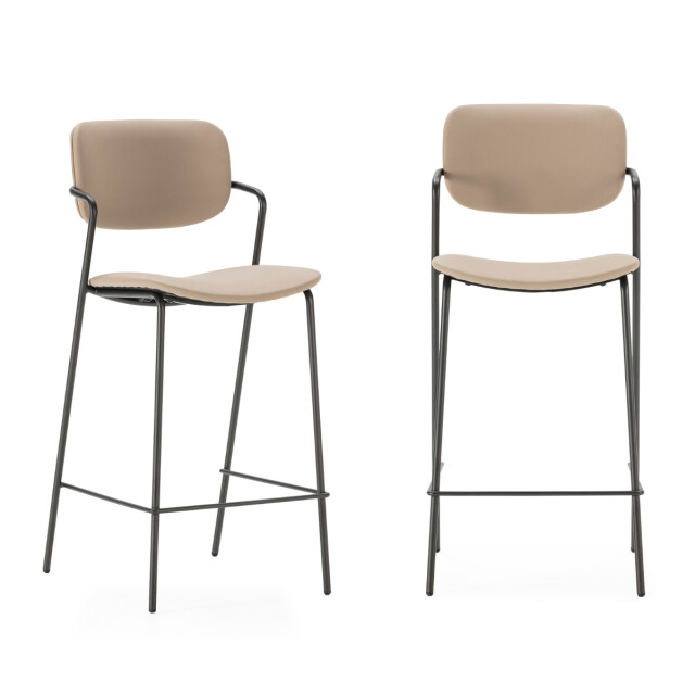 CaliCosy Set van 2 krukken met zwarte metalen poten h66 cm maika 3079155 large