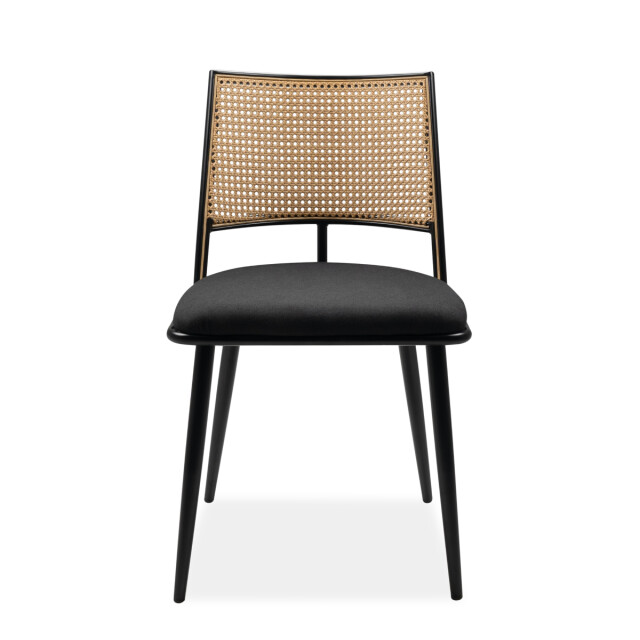 CaliCosy Set van 4 stoelen met natuurlijke vlechtwerk en zwart metalen frame l47 cm - 3011530 large