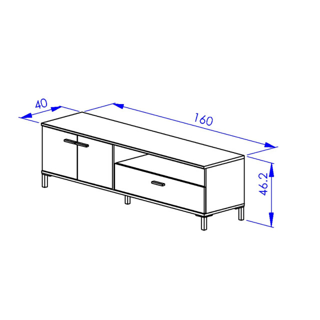 CaliCosy Meubel tv 2 deuren 1 lade l160 cm trust 2930537 large