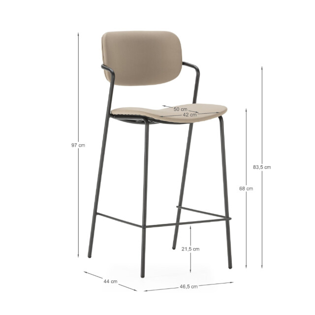 CaliCosy Set van 2 krukken met zwarte metalen poten h66 cm maika 3079155 large