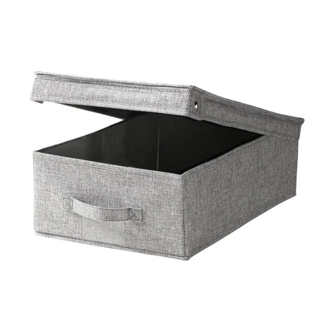 CaliCosy Opvouwbare opbergdoos met deksel van stof in linnenlook grijs l48 cm 3040130 large