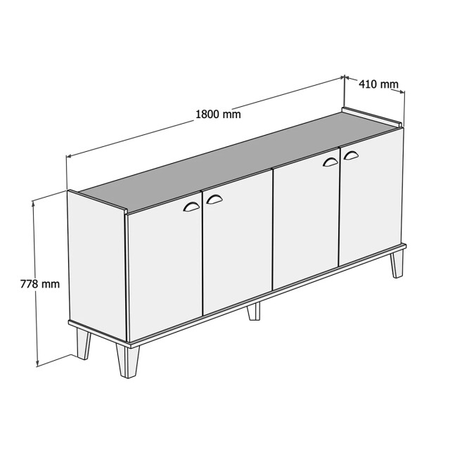 CaliCosy Buffet 4 deuren eiken en wit decor l180 cm summer 2930417 large