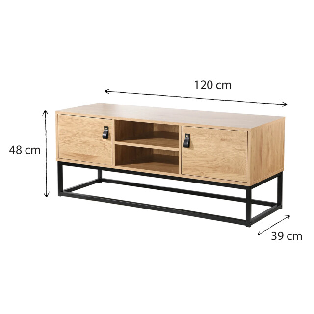 CaliCosy Tv-meubel met 2 deuren en centrale nis, eikenlook l120 cm jill 2929837 large