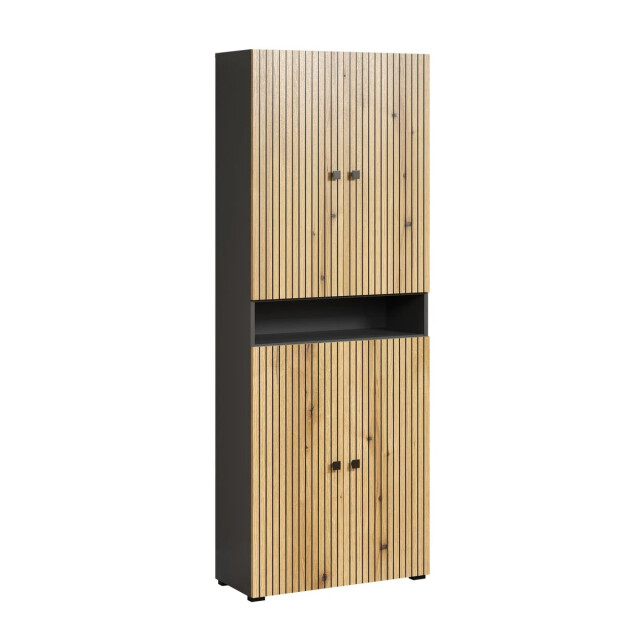 CaliCosy Dubbele geribbelde badkamerkolom met 4 deuren en 1 open vak l70 cm purebliss 3042528 large