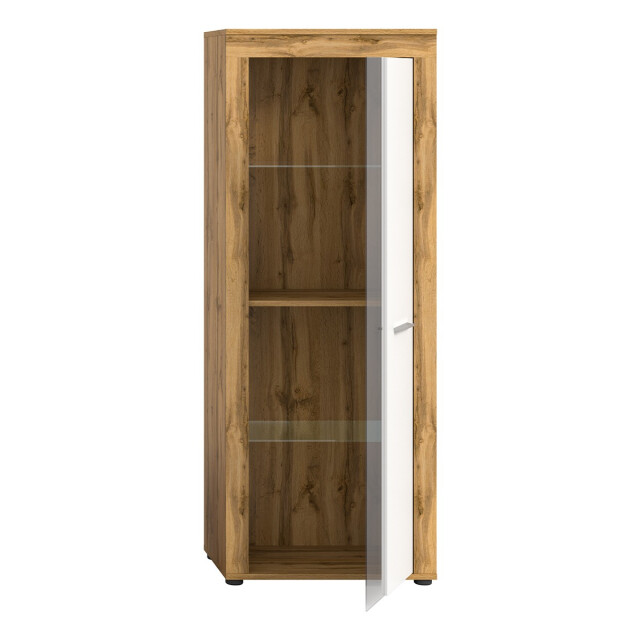 CaliCosy 1-deurs vitrinekast in wit en eiken wotan h159 cm aosta 2951191 large