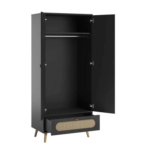 CaliCosy Kast met 2 deuren en 1 lade met rieten vlechtwerk l85 x h195 cm riet 2937582 large