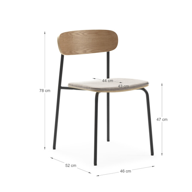 CaliCosy Set van 2 stoelen in stof met zwarte metalen poten l46 cm adriana 3078770 large