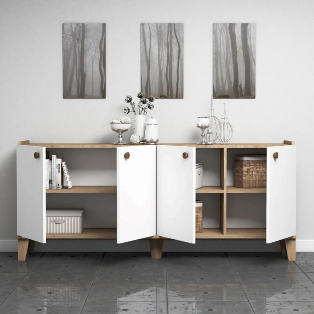 CaliCosy Buffet 4 deuren eiken en wit decor l180 cm summer 2930417 large