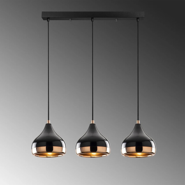 CaliCosy Hanglamp van zwart en koperkleurig metaal met 3 lampen yildo 3067170 large