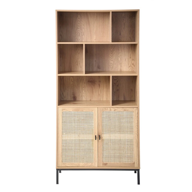 CaliCosy Boekenkast 6 vakken en 2 deuren natuurlijk rotan l80 x h175 cm jaya 2931957 large