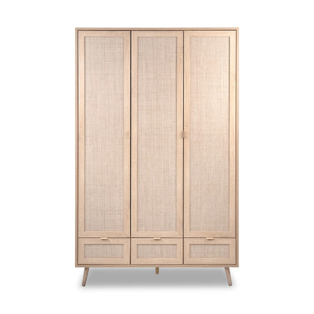 CaliCosy Kast 3 deuren 3 lades en 2 kledingkasten l120 cm rotanprint bali 2932057 large