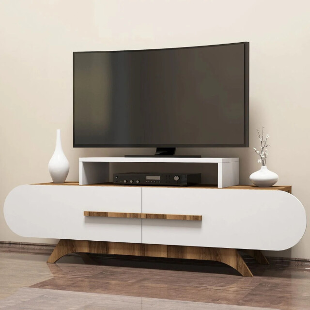 CaliCosy Tv-meubel 2 deuren walnoot en wit decor l145 cm 2930449 large