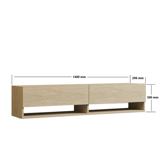 CaliCosy Hangend tv-meubel met 2 klepdeuren, travertin decor l141 cm arges 3061526 large