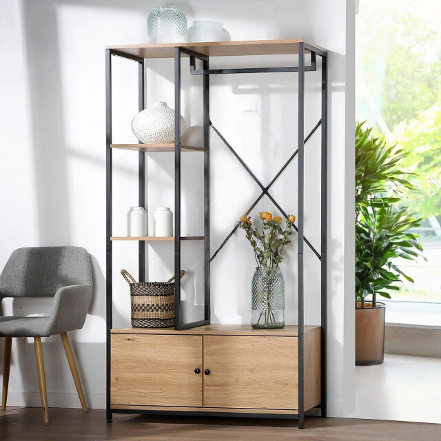 CaliCosy 2-deurs kledingkast met legplanken en opbergruimte h167 cm 2930192 large