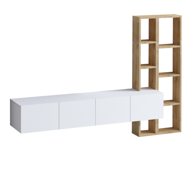 CaliCosy Tv-meubel 4 deuren wit met eikenrek l182 cm pana 3038928 large