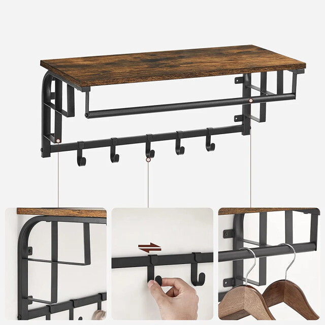CaliCosy Wandkapstok met 5 verwijderbare haken en stang l66 cm 2931733 large