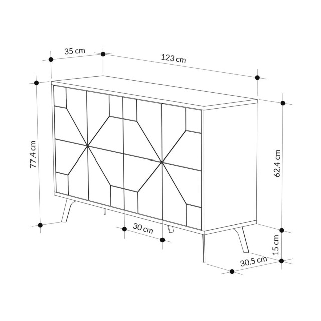 CaliCosy Buffet 4 deuren en versierde deuren l123 cm dune 2937498 large