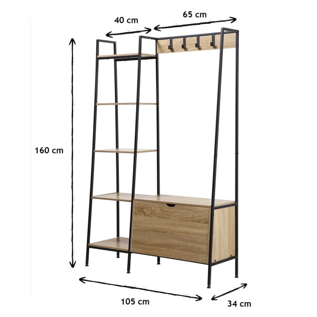 CaliCosy 5-vaks kledingkast met schoenendoos en jashaken lexie 2929792 large