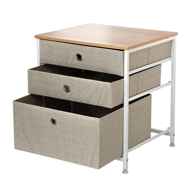 CaliCosy Ladenkast met 3 lades in lichtgeweven stof l48 cm 2929493 large