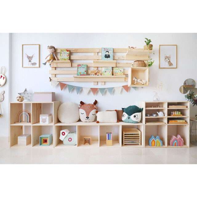 CaliCosy Kubusvormige massief grenen boekenplank met een tussenliggende plank l36,2 x 2929452 large