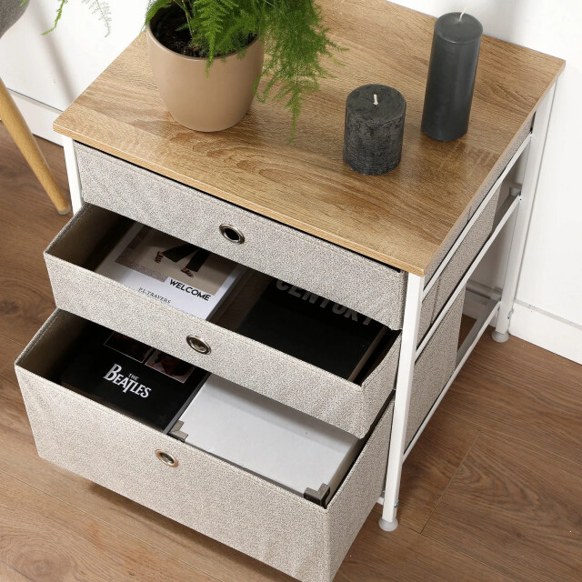 CaliCosy Ladenkast met 3 lades in lichtgeweven stof l48 cm 2929493 large