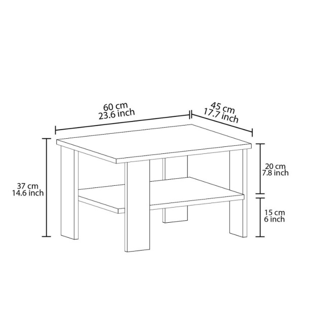 CaliCosy Salontafel met 1 plank l60 cm duama 3061343 large