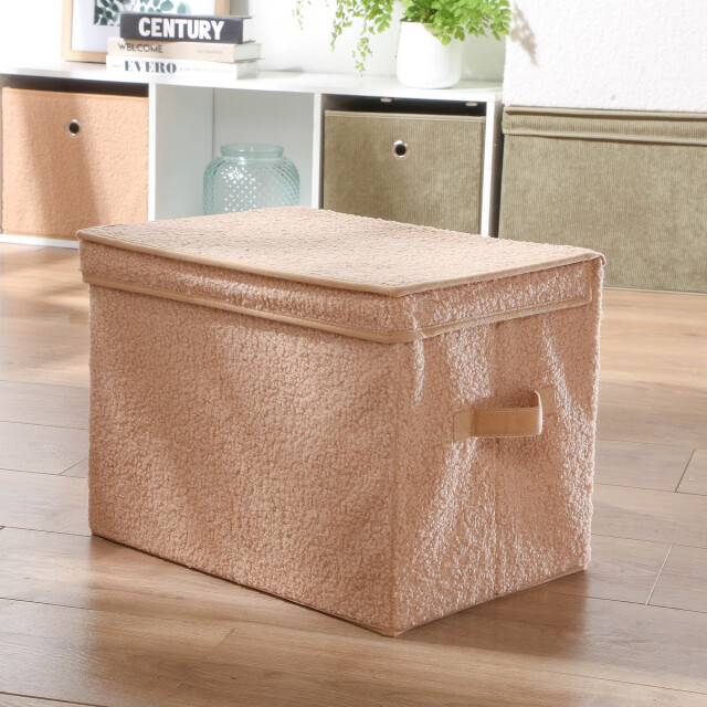 CaliCosy Hoge opbergdoos met deksel van bouclé-stof in h30 cm 3011527 large