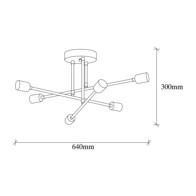 CaliCosy Plafonnière van zwart metaal met 6 lampen l64 cm julia 3067167 large