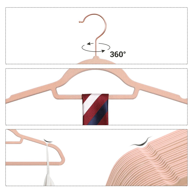 CaliCosy Set van 50 antislip fluweel kleerhangers met draaibare haken 2929373 large