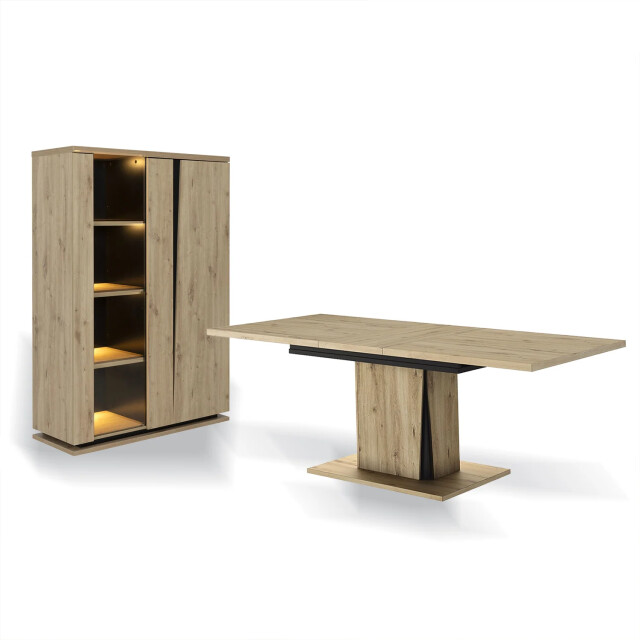 CaliCosy Samengestelde dressoir met 2 deuren, verlichting en uitschuifbare eettafel crack 2930673 large