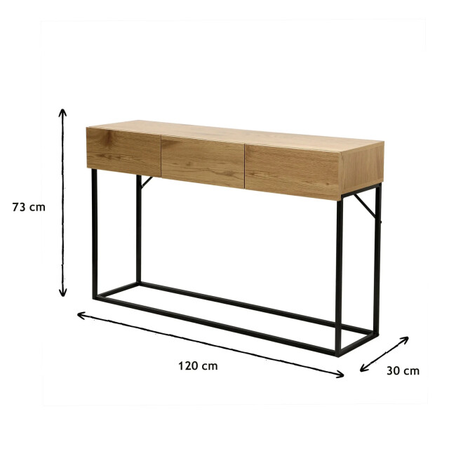 CaliCosy Wandtafel met 3 lades eiklook l120cm 2929794 large