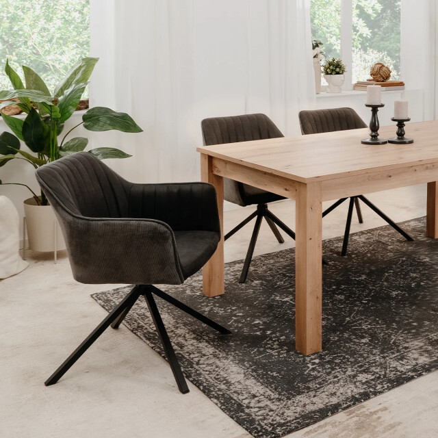 CaliCosy Set van 2 antracietkleurige stoelen met zwarte poten l60 cm ray 2929514 large