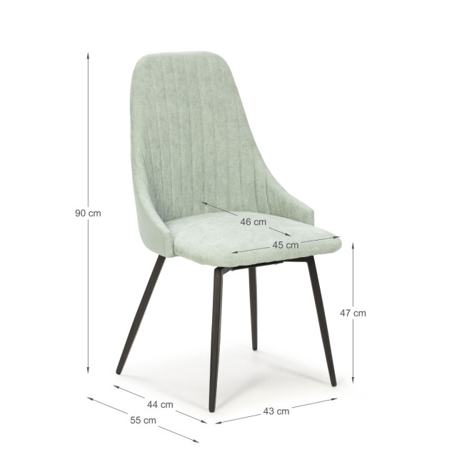CaliCosy Set van 2 draaibare stoelen in stof met zwarte metalen poten l50 cm elma 3078767 large