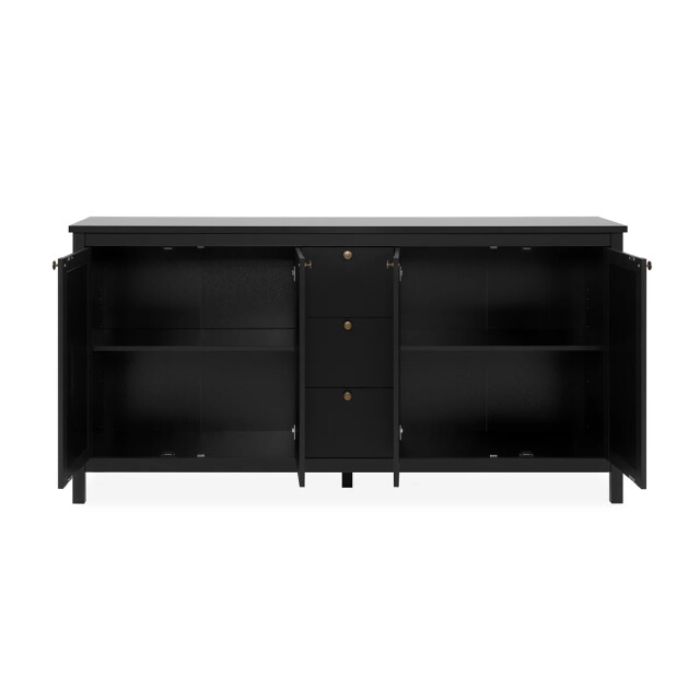 CaliCosy Buffet 4 deuren en 3 laden zwart en riet l180 cm krakow 2930694 large