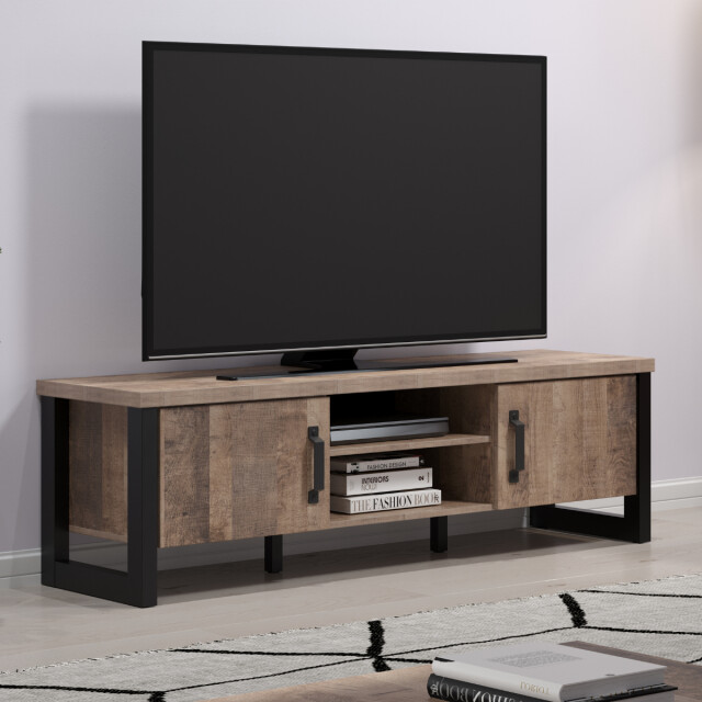 CaliCosy Tv-meubel met 2 deuren, 2 open vakken en 2 kabelopeningen l166 cm emile 3042285 large