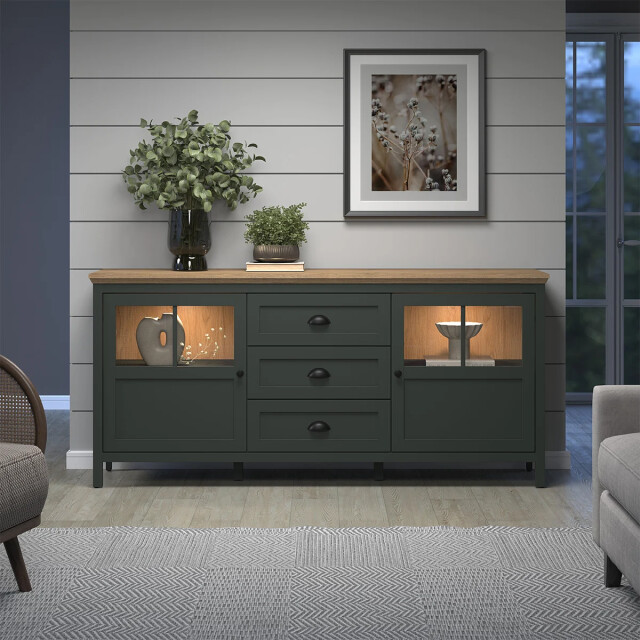 CaliCosy Buffet laag met inbegrepen led-verlichting, 2 deuren en 3 laden l185 cm - 2930752 large